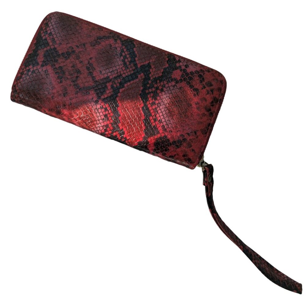 Red Faux Snakeskin Wristlet Wallet - Picture 3 of 6